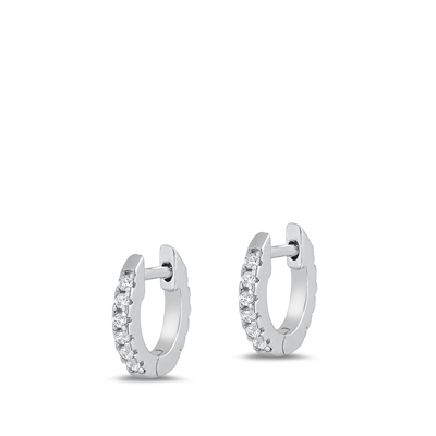 Silver CZ Huggie Earrings