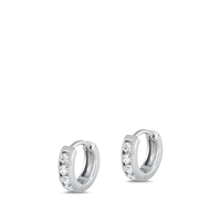 Silver CZ Huggie Earrings