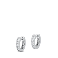 Silver CZ Huggie Earrings