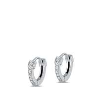 Silver CZ Huggie Hoops