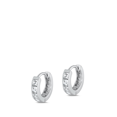 Silver CZ Huggie Earrings