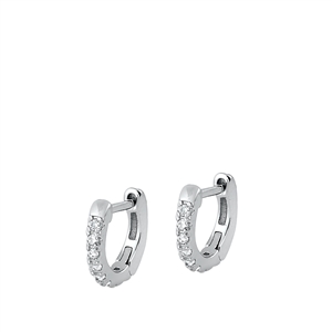 Silver CZ Huggie Earrings