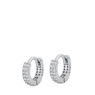 Silver CZ Huggie Earrings