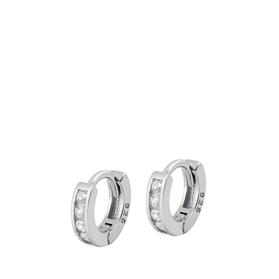 Silver CZ Huggie Earrings