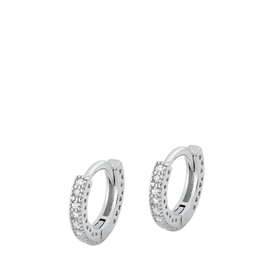 Silver CZ Huggie Earrings