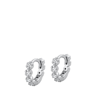 Silver CZ Huggie Earrings