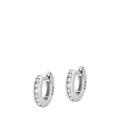 Silver CZ Huggie Earrings