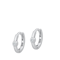 Silver CZ Huggie Earrings