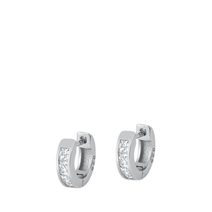 Silver CZ Huggie Earrings