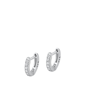 Silver CZ Huggie Earrings