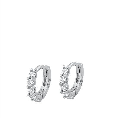 Silver CZ Huggie Earrings