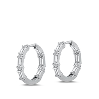 Silver CZ Huggie Earrings