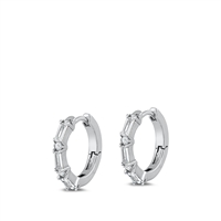 Silver CZ Huggie Earrings