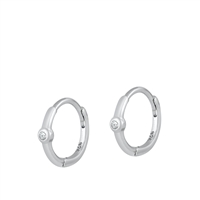 Silver CZ Huggie Hoops