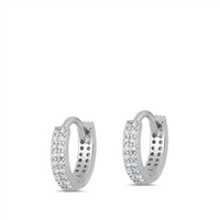 Silver CZ Huggie Earrings