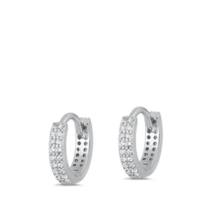 Silver CZ Huggie Earrings