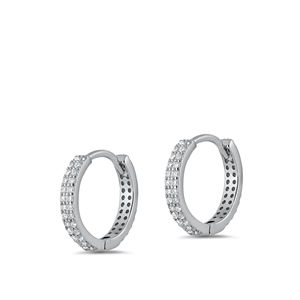 Silver CZ Huggie Earrings