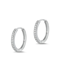 Silver CZ Huggie Hoops