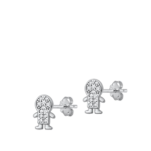 Silver CZ Earrings - Little Boy