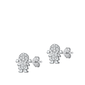 Silver CZ Earrings - Little Girl