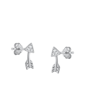 Silver CZ Earrings - Arrow