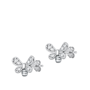 Silver CZ Earrings - Butterfly