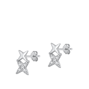 Silver CZ Earrings - Star