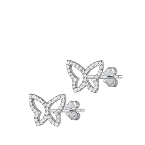 Silver CZ Earrings - Butterfly