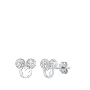 Silver CZ Earrings - Mouse