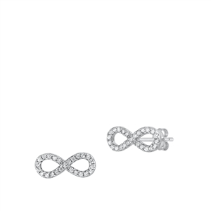 Silver CZ Earrings - Infinity