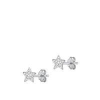 Silver CZ Earrings - Star