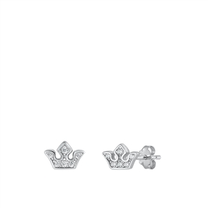 Silver CZ Earrings - Crown