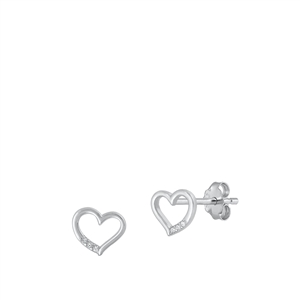 Silver CZ Earrings - Heart