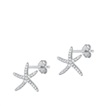 Silver CZ Earrings - Starfish