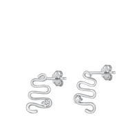 Silver CZ Earrings - Snake