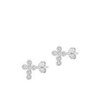 Silver CZ Earrings - Cross