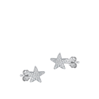 Silver CZ Earrings - Starfish