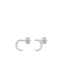 Silver CZ Earrings - Crescent Moon