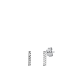 Silver CZ Initial Earrings - I