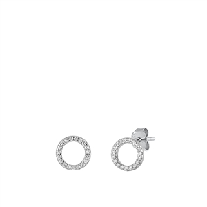 Silver CZ Initial Earrings - O