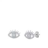 Silver CZ Earrings - Eye