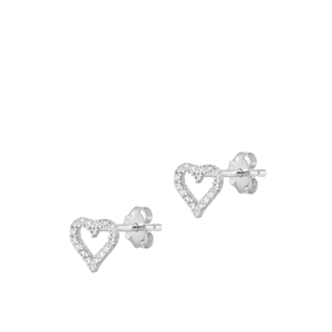 Silver CZ Earrings - Heart