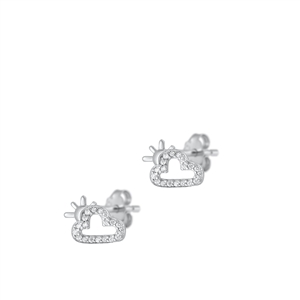 Silver CZ Earrings - Cloud & Sun