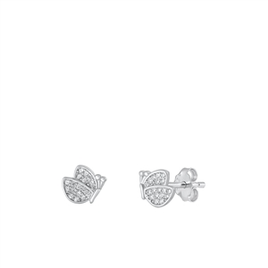 Silver CZ Earrings - Butterfly