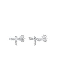 Silver CZ Earrings - Dragonfly