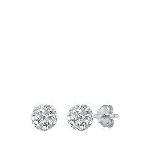 Silver Crystal Ball Earring - 4 mm