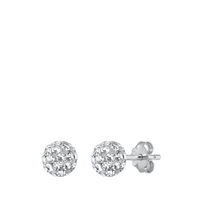 Silver Crystal Ball Earring - 5 mm