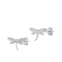 Silver CZ Earrings - Dragonfly