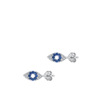 Silver CZ Earrings - Eye