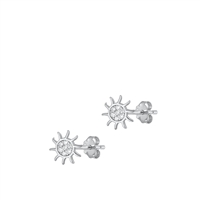 Silver CZ Earrings - Sun